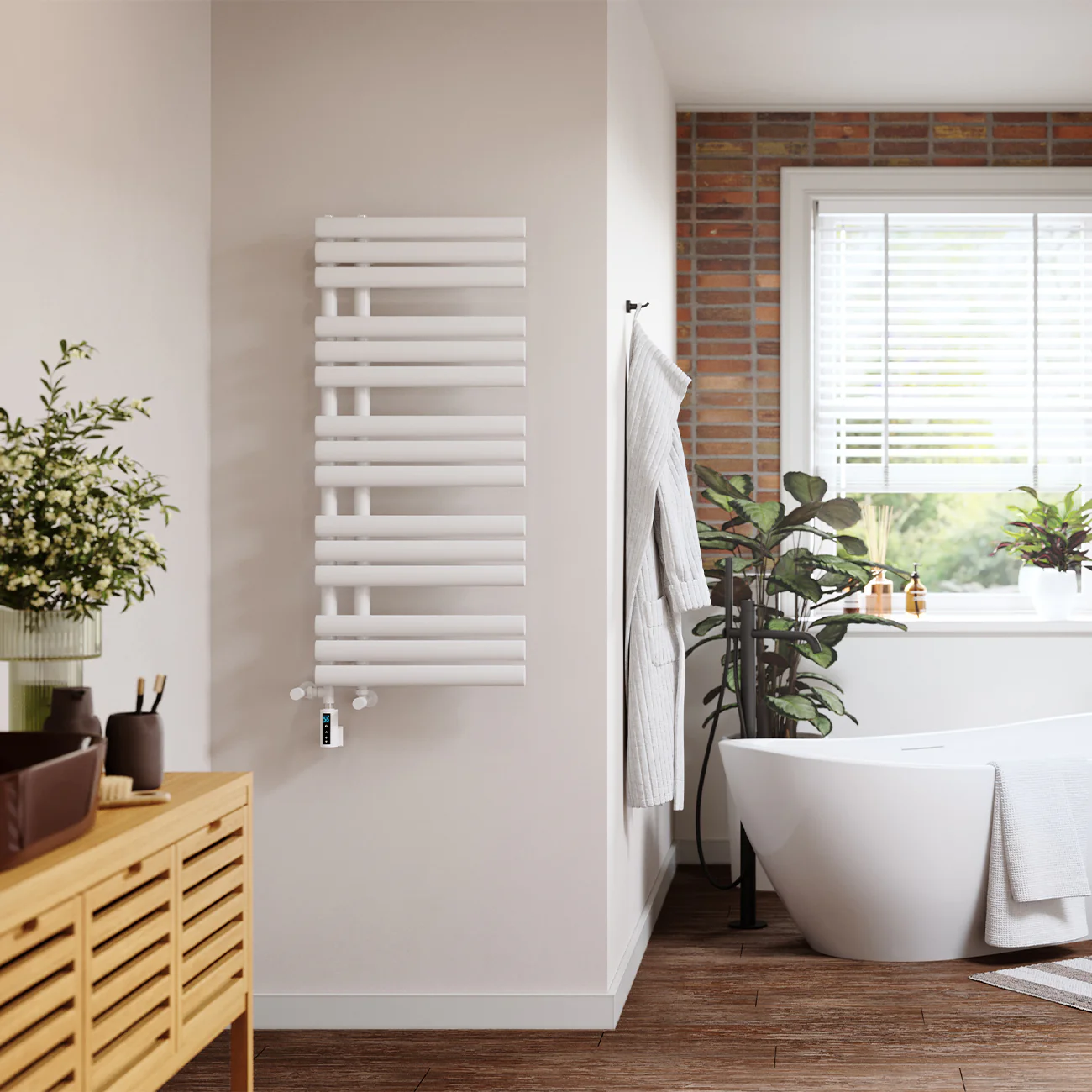 Percival - White Dual Fuel Towel Rail H1120mm x W500mm Thermostatic WIFI - Image 3