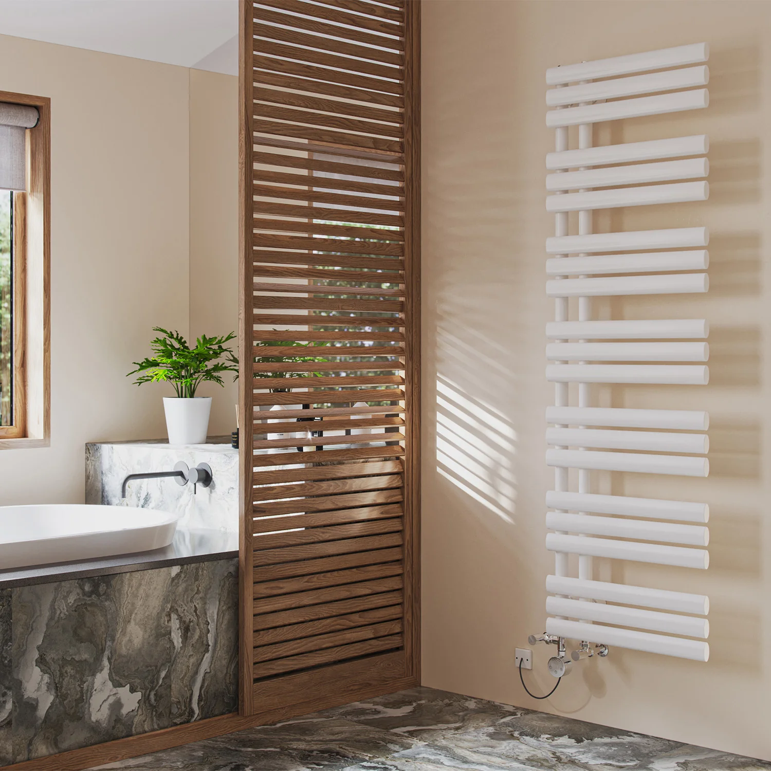 Percival - White Dual Fuel Towel Rail H1592mm x W500mm Thermostatic - Image 3