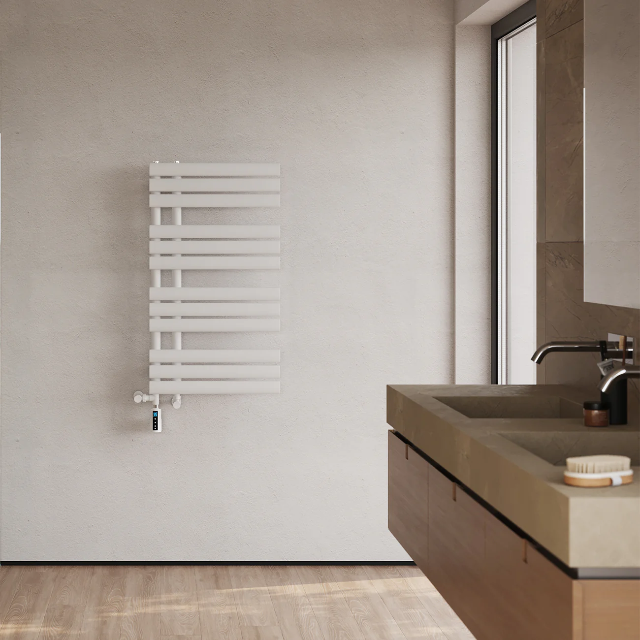 Percival - White Dual Fuel Towel Rail H884mm x W500mm Thermostatic WIFI - Image 3