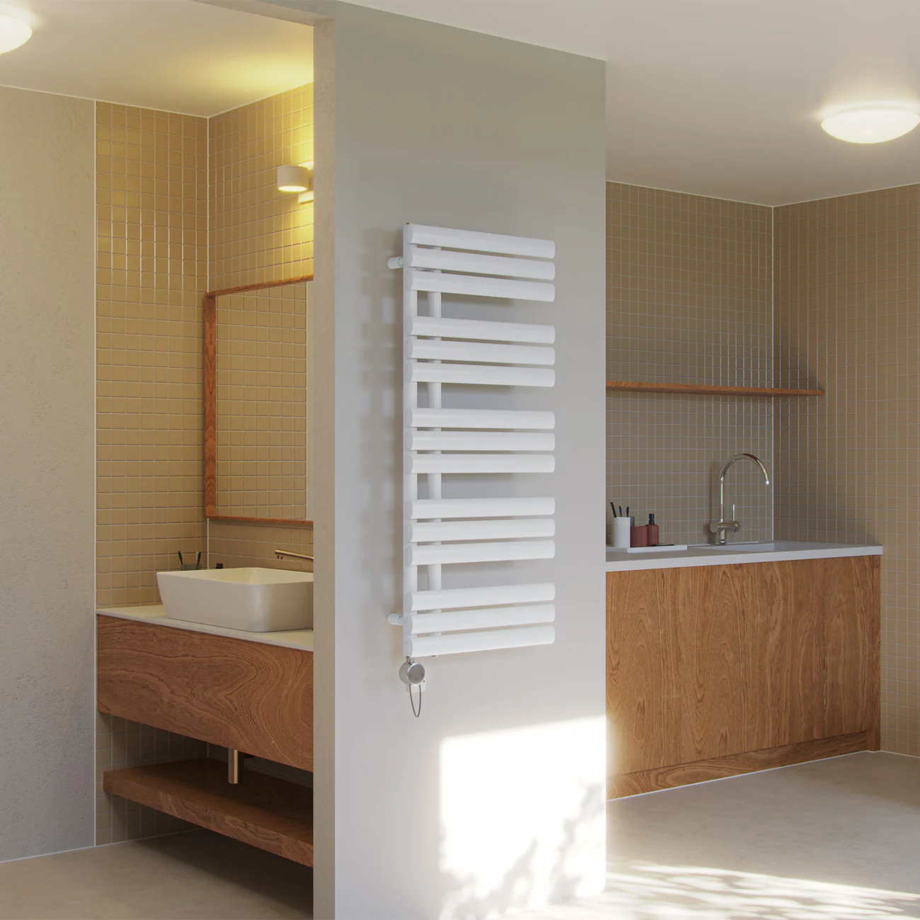 Percival - White Electric Towel Rail H1120mm x W500mm 500w Thermostatic - Image 3