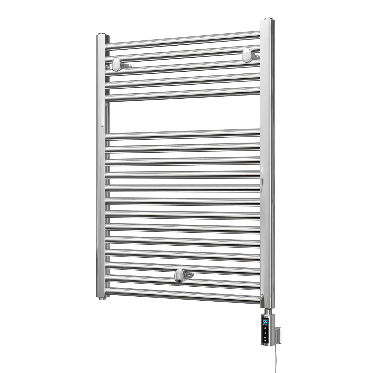 Roma - Chrome Electric Towel Rail H842mm x W600mm Straight 300w Thermostatic WIFI - Image 2
