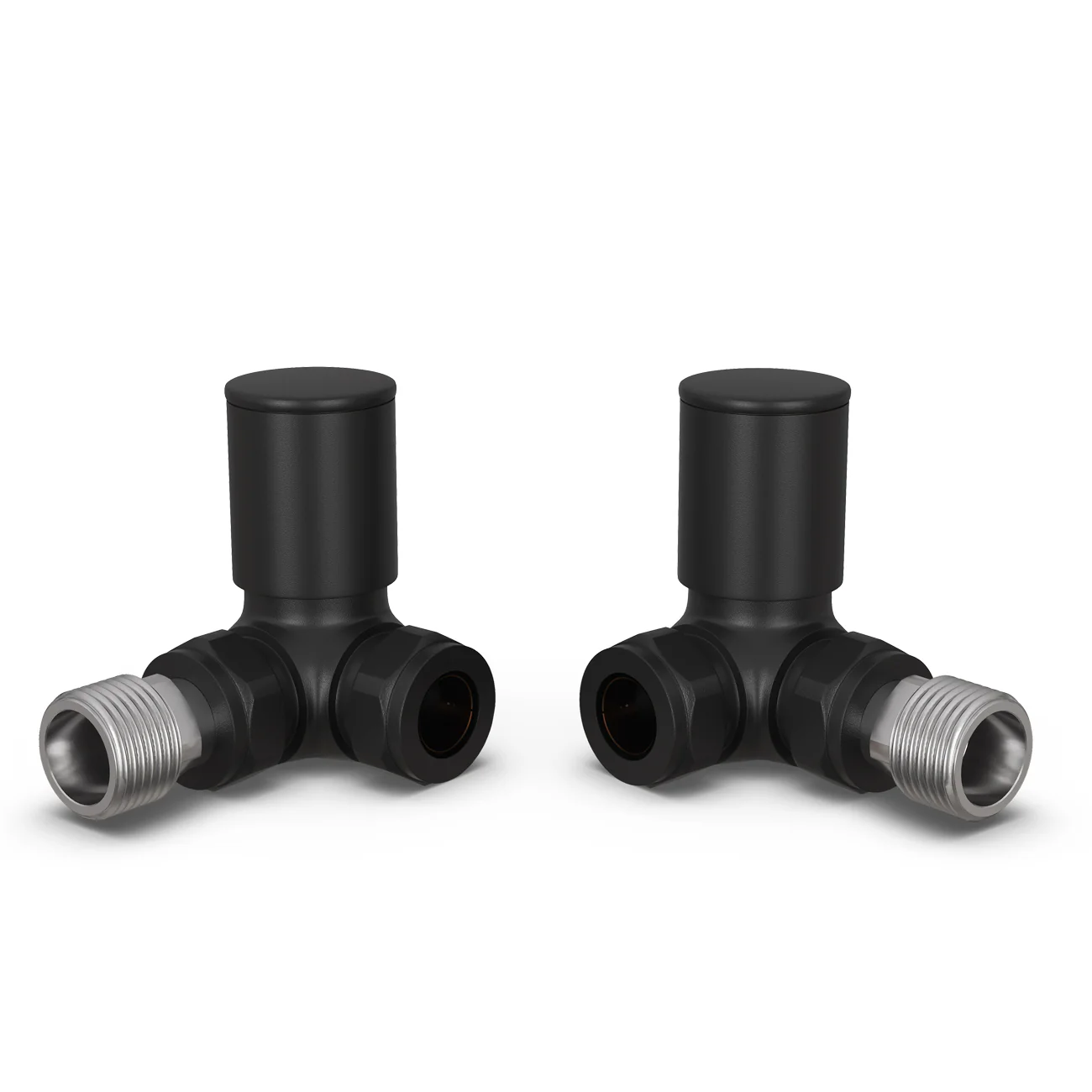 Round - Black Radiator Valves Corner 15mm - Image 3