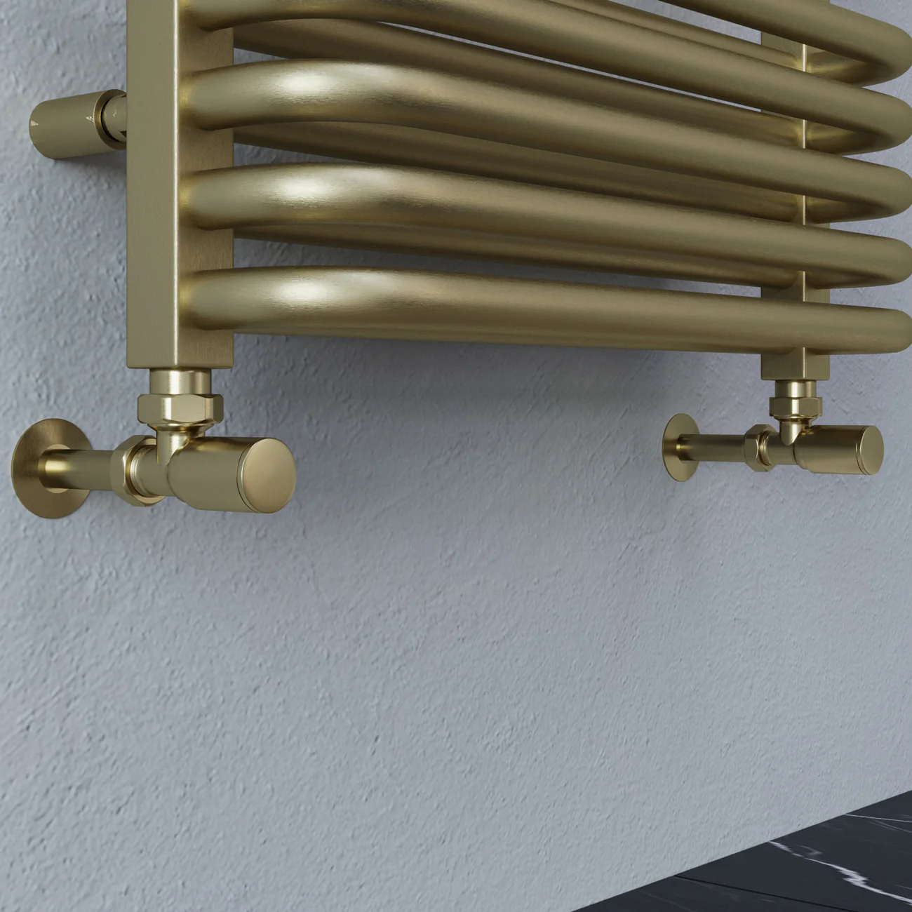 Round - Brushed Brass Radiator Valves Angled 10mm - Image 2