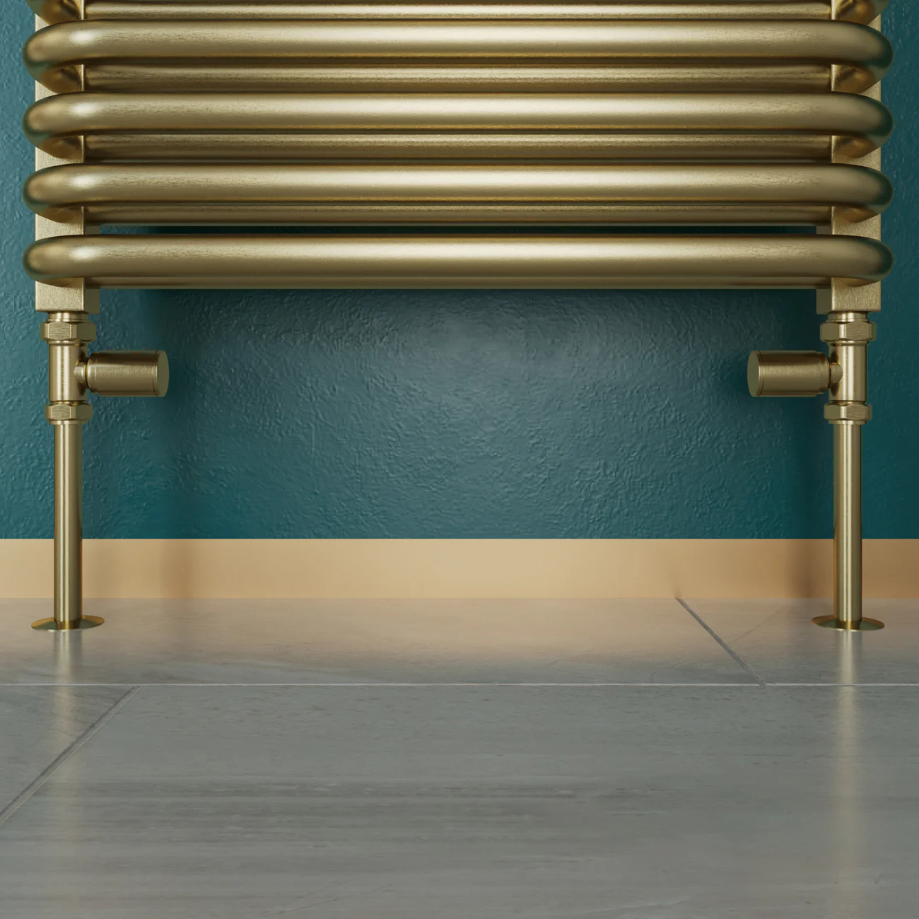 Round - Brushed Brass Radiator Valves Straight 15mm - Image 2