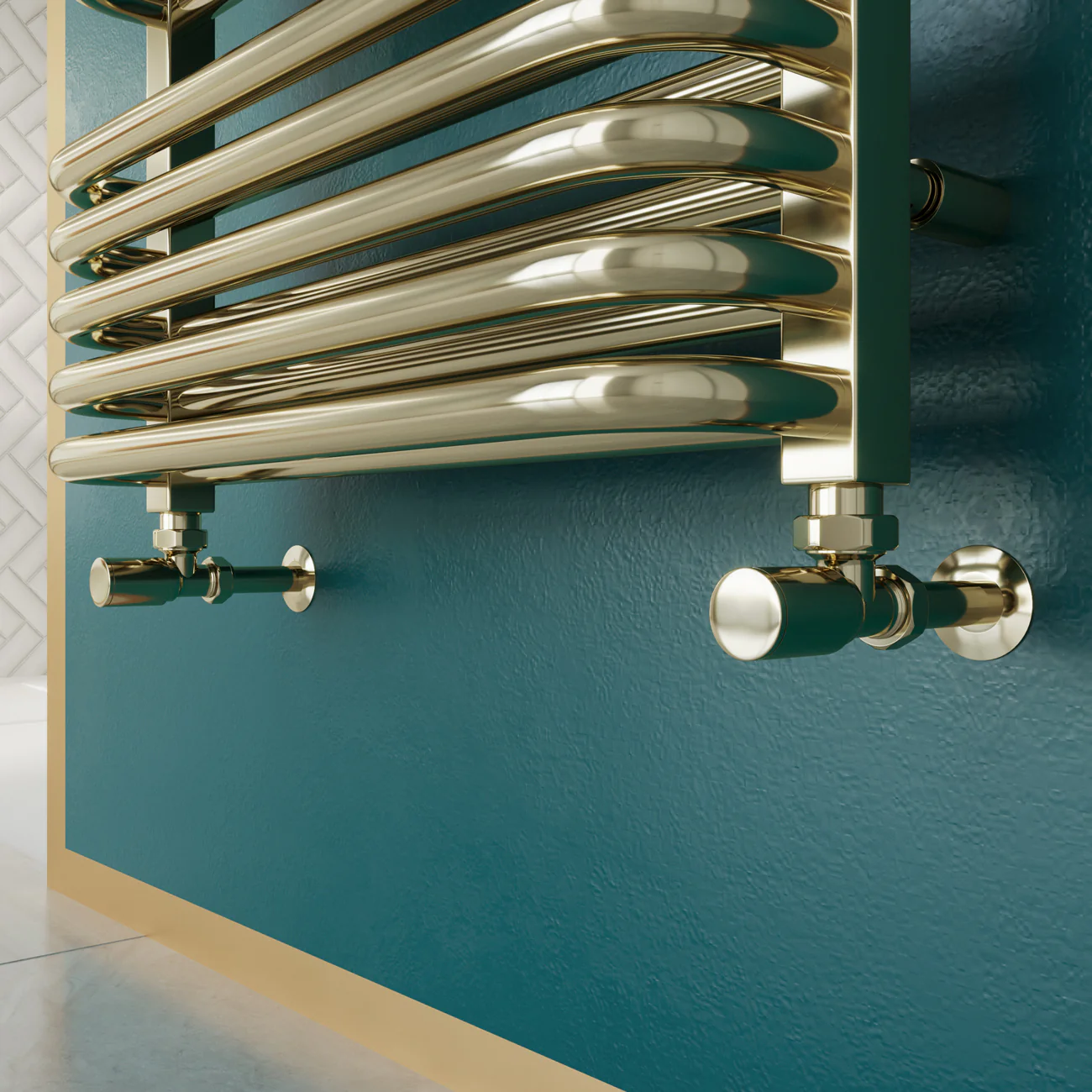 Round - Polished Brass Radiator Valves Angled 10mm - Image 2