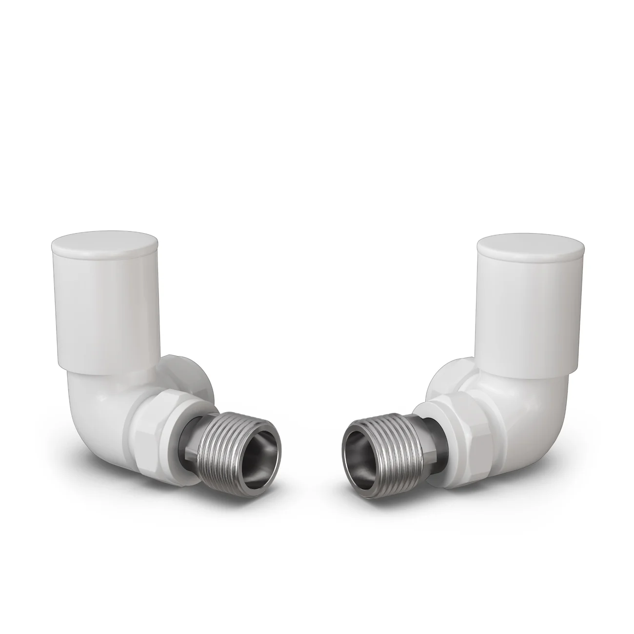 Round - White Radiator Valves Corner 15mm