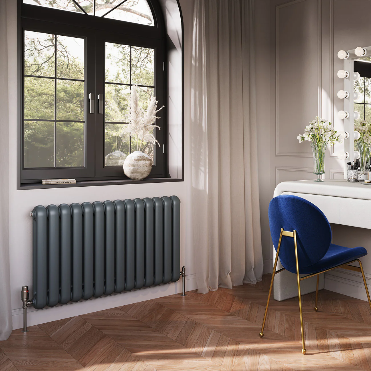 Sherwood - Anthracite Round Top Column Radiator H600mm x W993mm 2 Column - Image 2