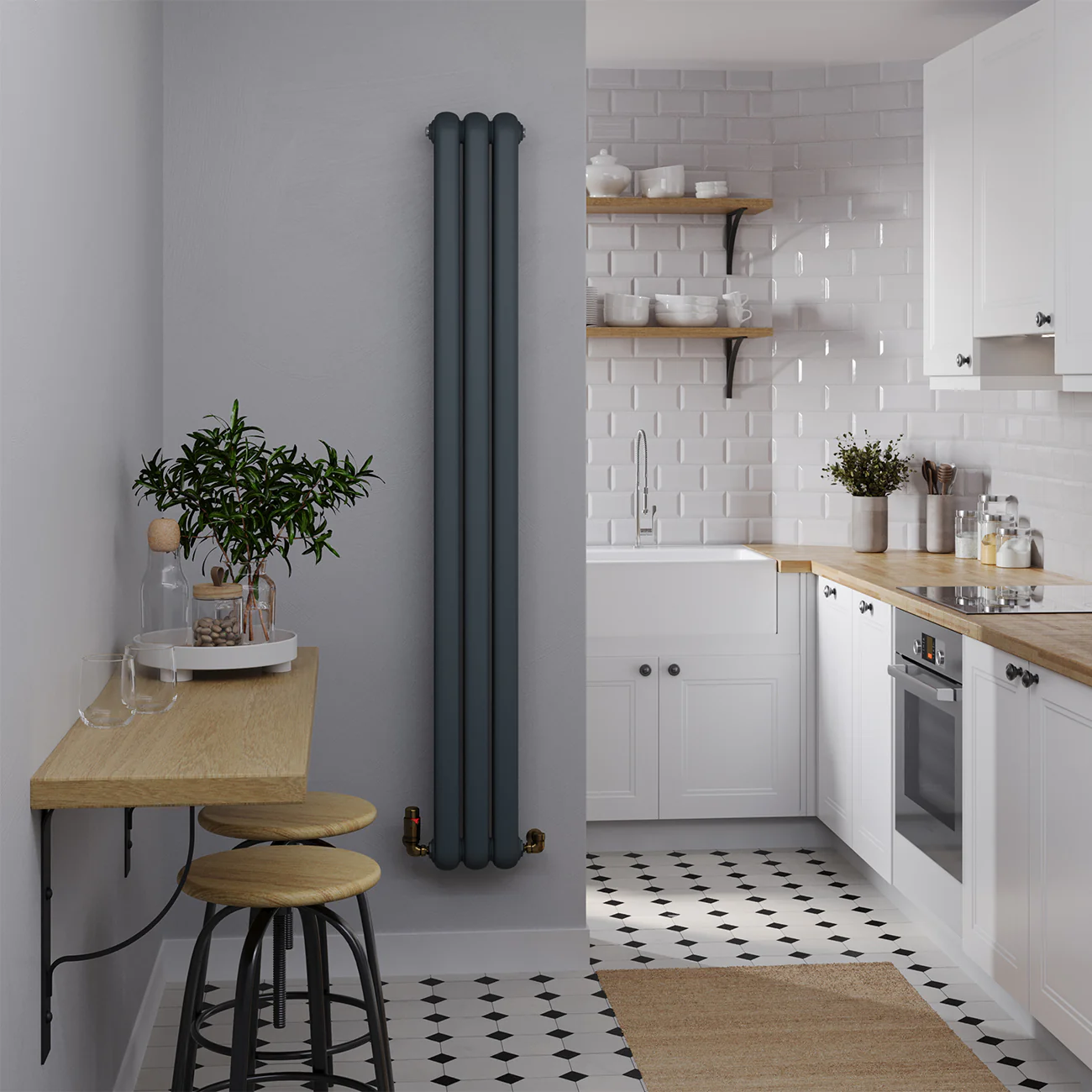 Sherwood - Anthracite Vertical Round Top Column Radiator H1800mm x W229mm 2 Column - Image 2