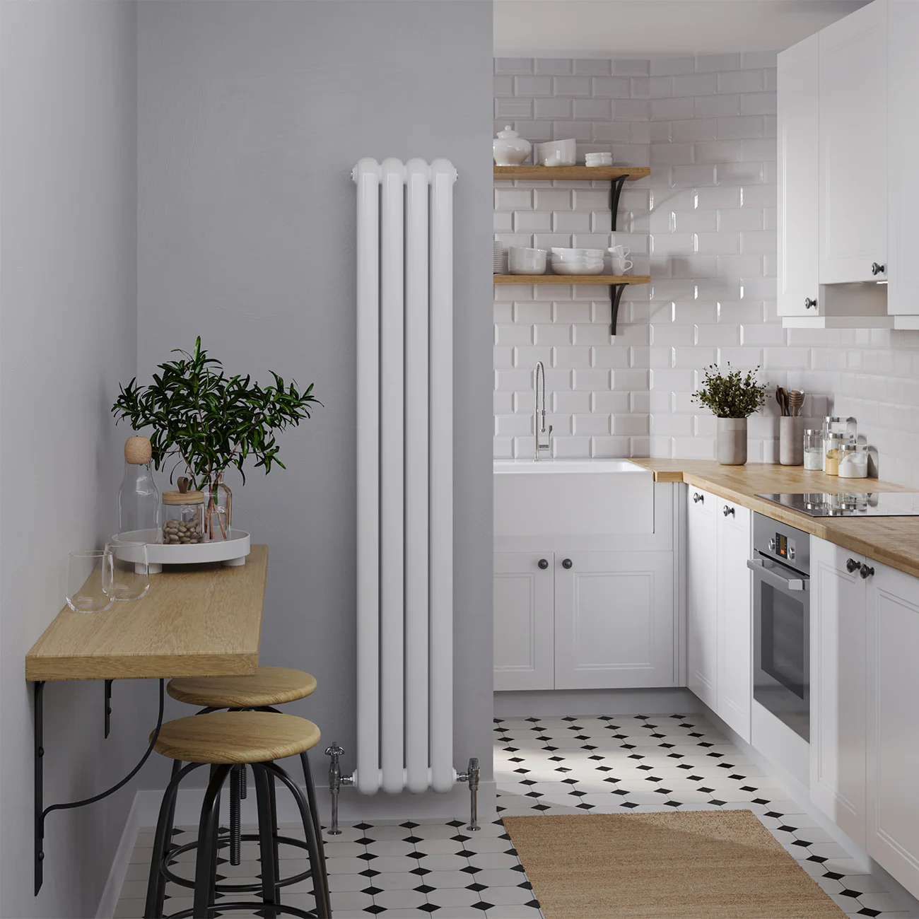 Sherwood - White Vertical Round Top Column Radiator H1800mm x W298mm 2 Column - Image 2