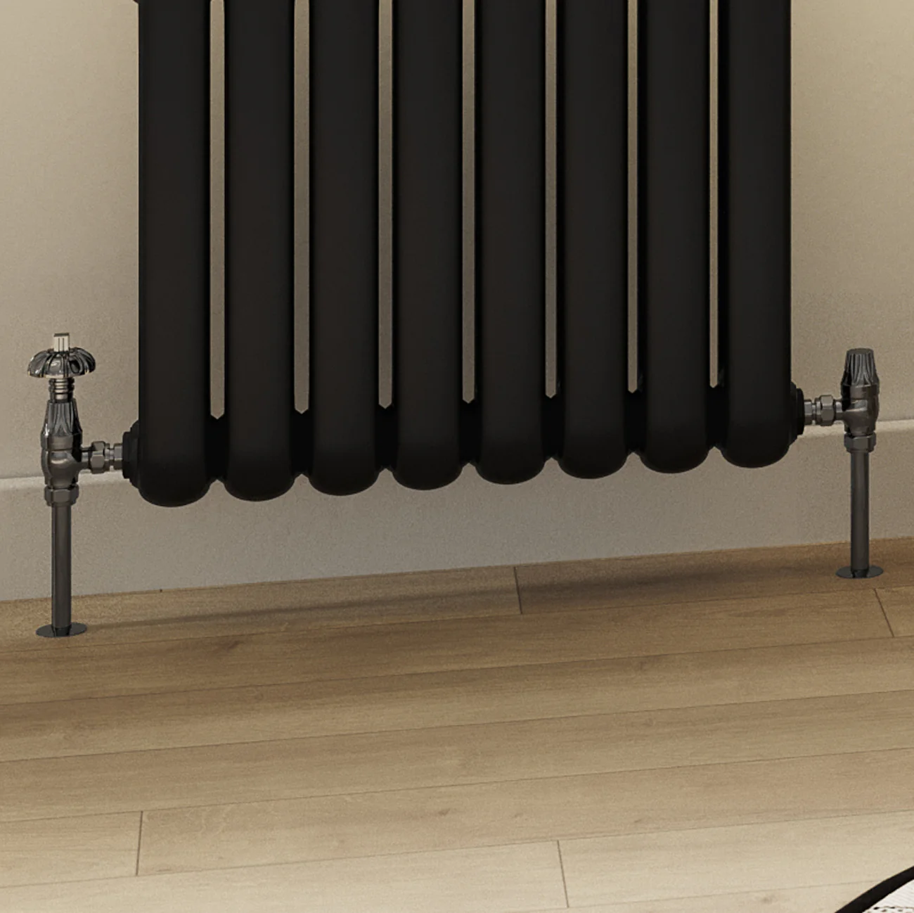 Signature Metal Head - Black Nickel Thermostatic Radiator Valve & Lockshield Angled 15mm - Image 2