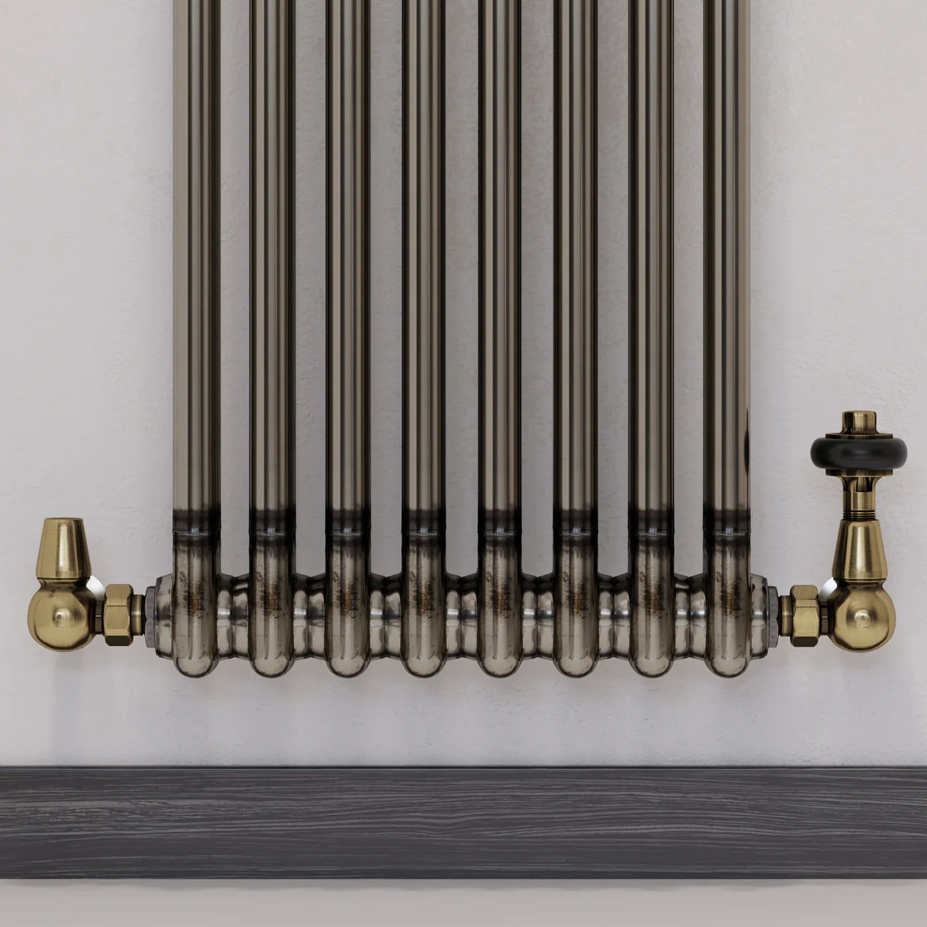 Signature Wooden Head - Antique Brass Thermostatic Radiator Valve & Lockshield Corner 10mm - Image 2