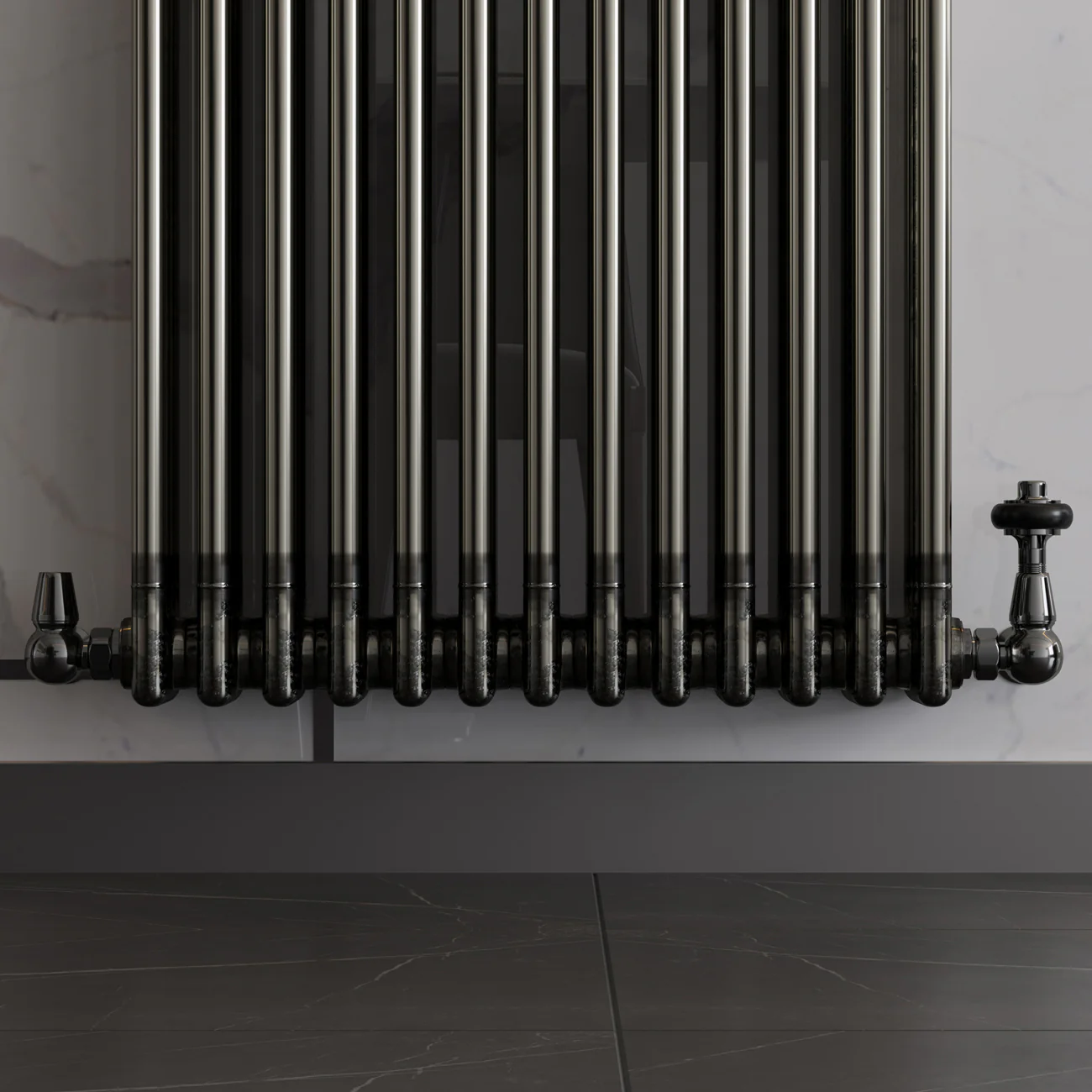 Signature Wooden Head - Black Nickel Thermostatic Radiator Valve & Lockshield Corner 10mm - Image 2