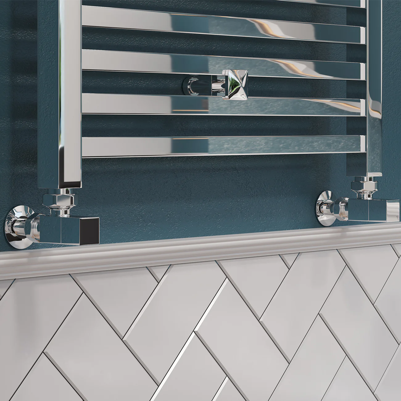 Square - Chrome Radiator Valve Angled Polished 15mm - Image 2