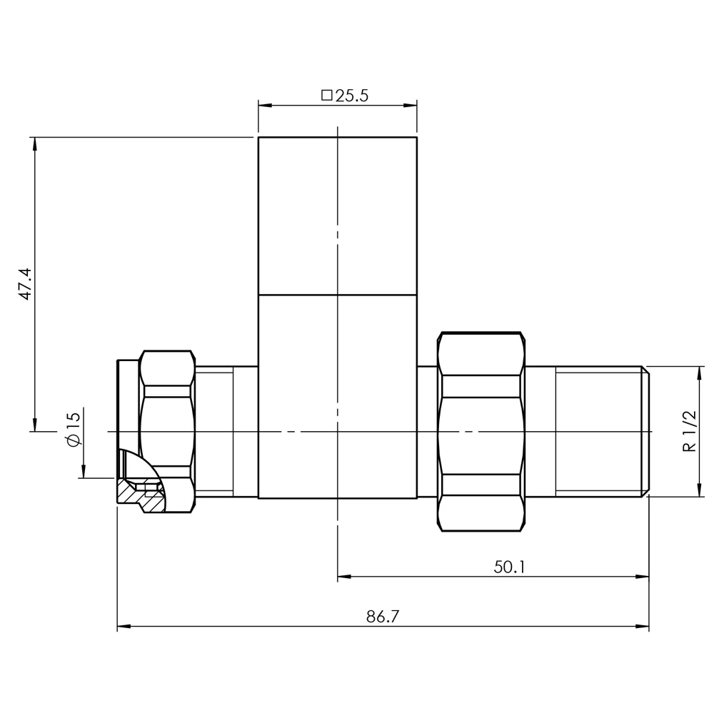 Square - White Radiator Valves Straight 15mm - Image 3