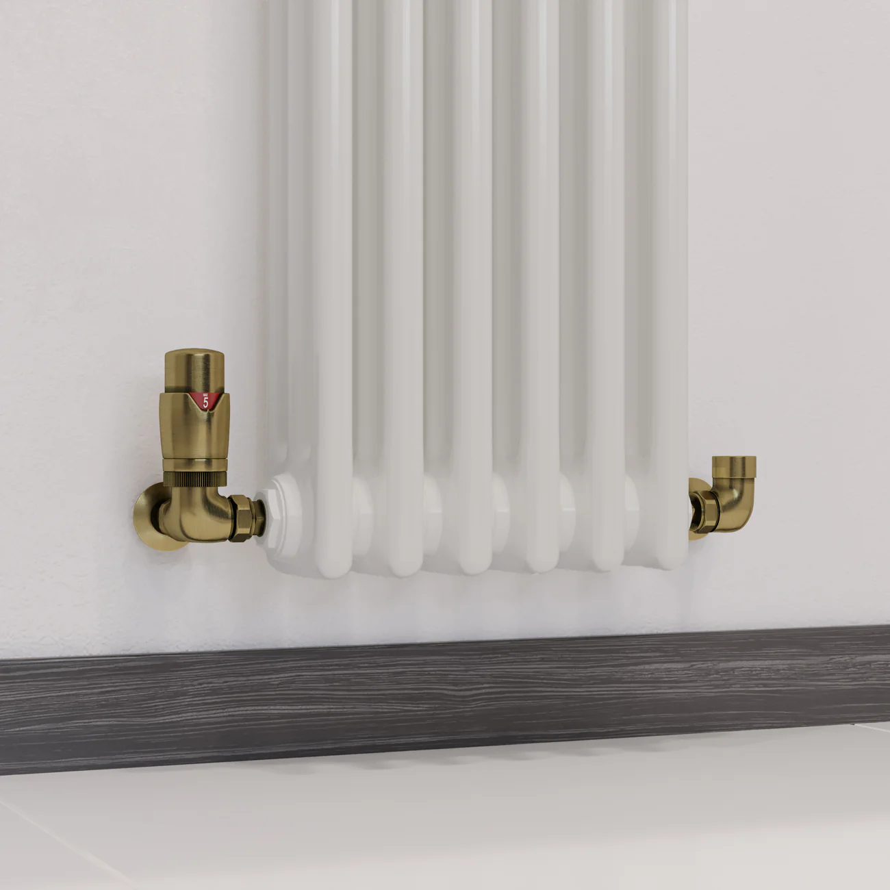 Stirling Bold - Antique Brass Thermostatic Radiator Valve & Installation Kit Corner 15mm - Image 2