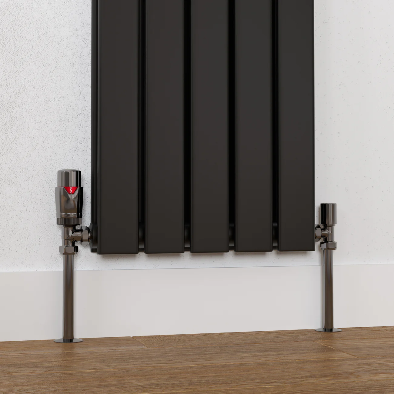 Stirling Bold - Black Nickel Thermostatic Radiator Valve & Lockshield Angled 8mm - Image 2