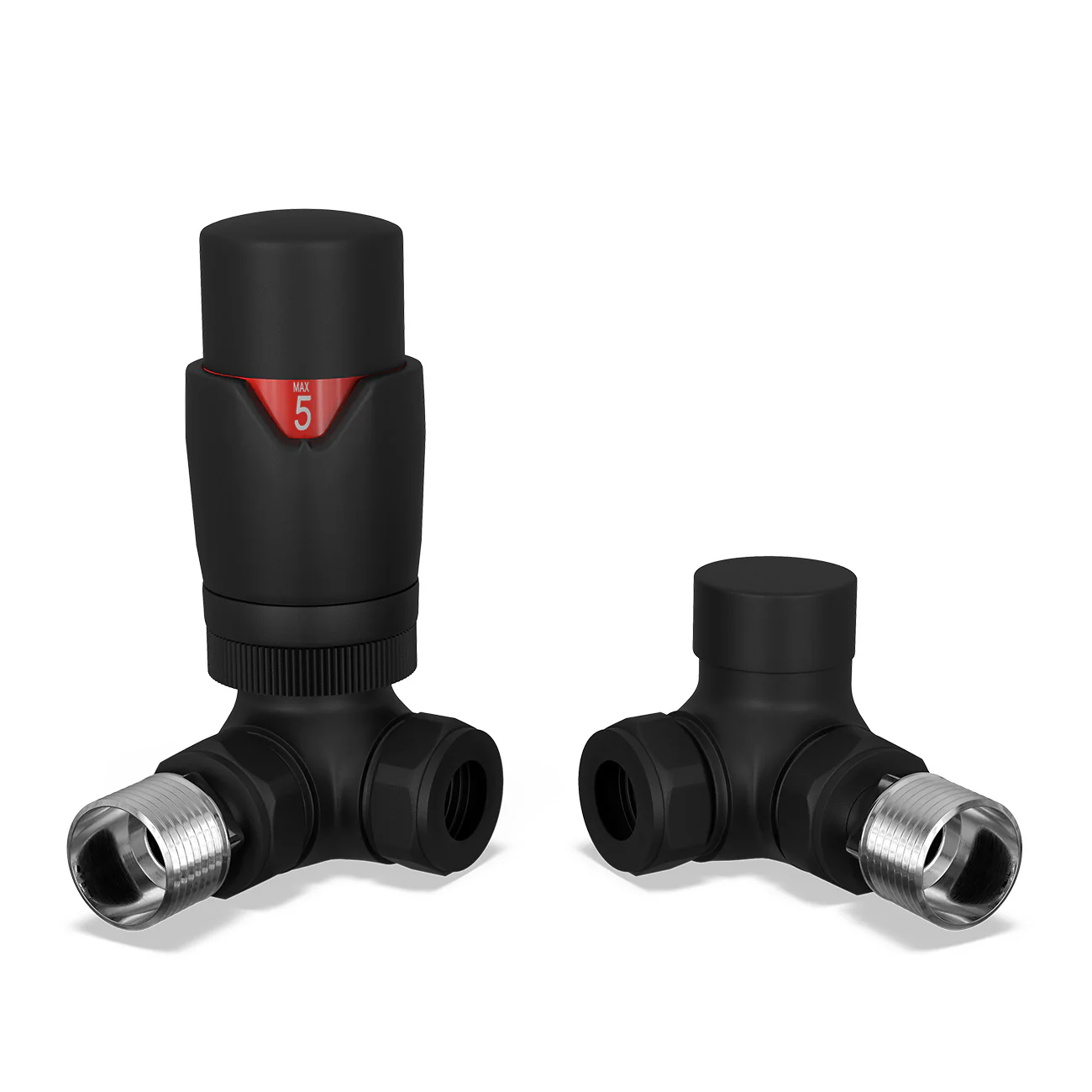 Stirling Bold - Black Thermostatic Radiator Valve & Installation Kit Corner 15mm - Image 3