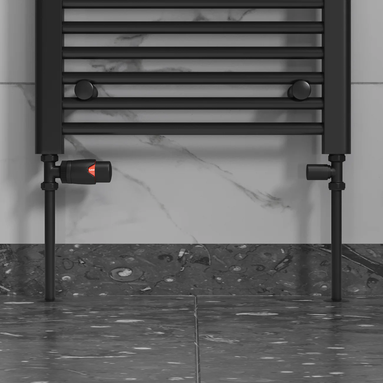 Stirling Bold - Black Thermostatic Radiator Valve & Installation Kit Straight 15mm - Image 2