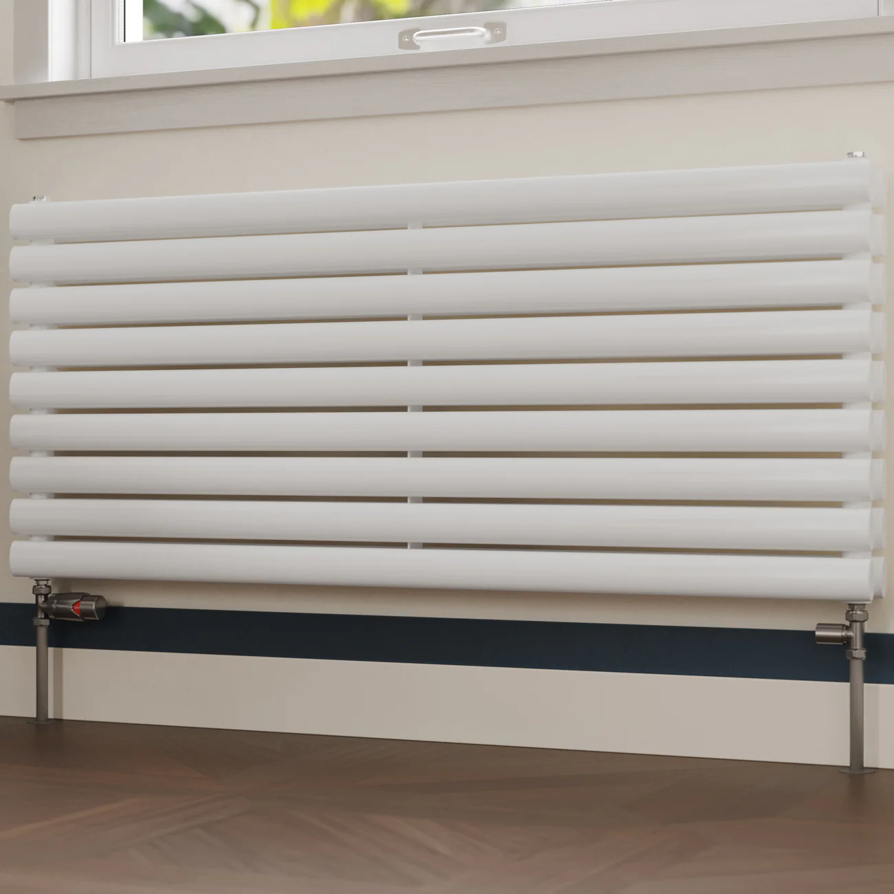 Stirling Bold - Pewter Thermostatic Radiator Valve & Lockshield Straight 10mm - Image 2