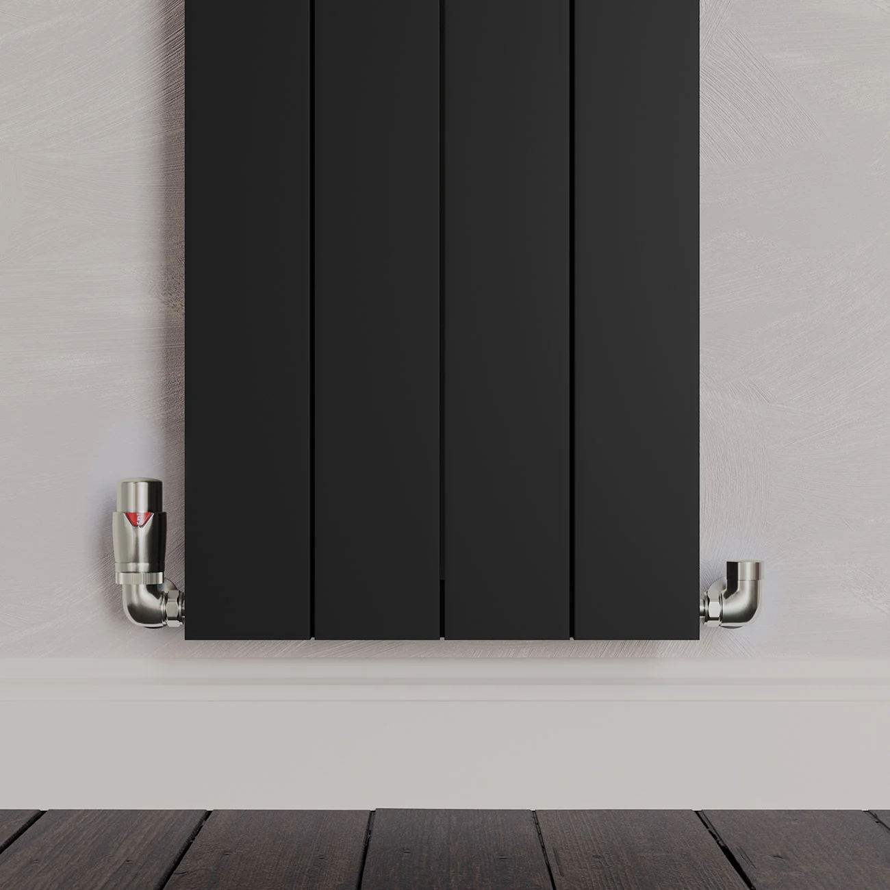 Stirling Bold - Silver Nickel Thermostatic Radiator Valve & Lockshield Corner 8mm - Image 2