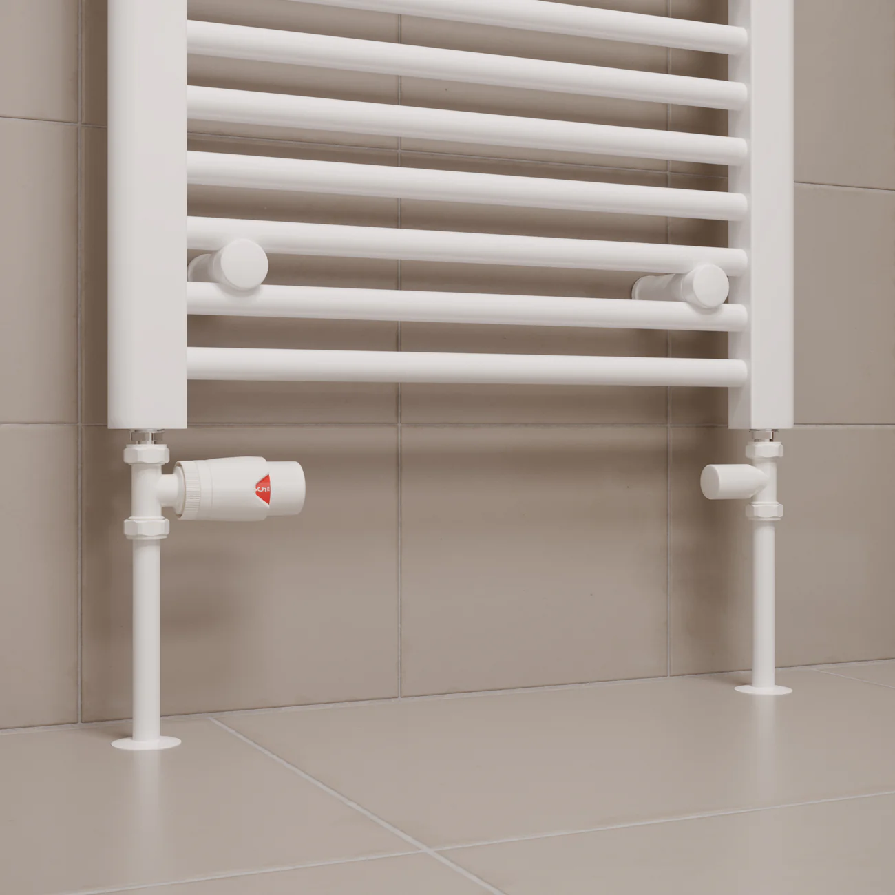 Stirling Bold - White Thermostatic Radiator Valve & Lockshield Straight 15mm - Image 2