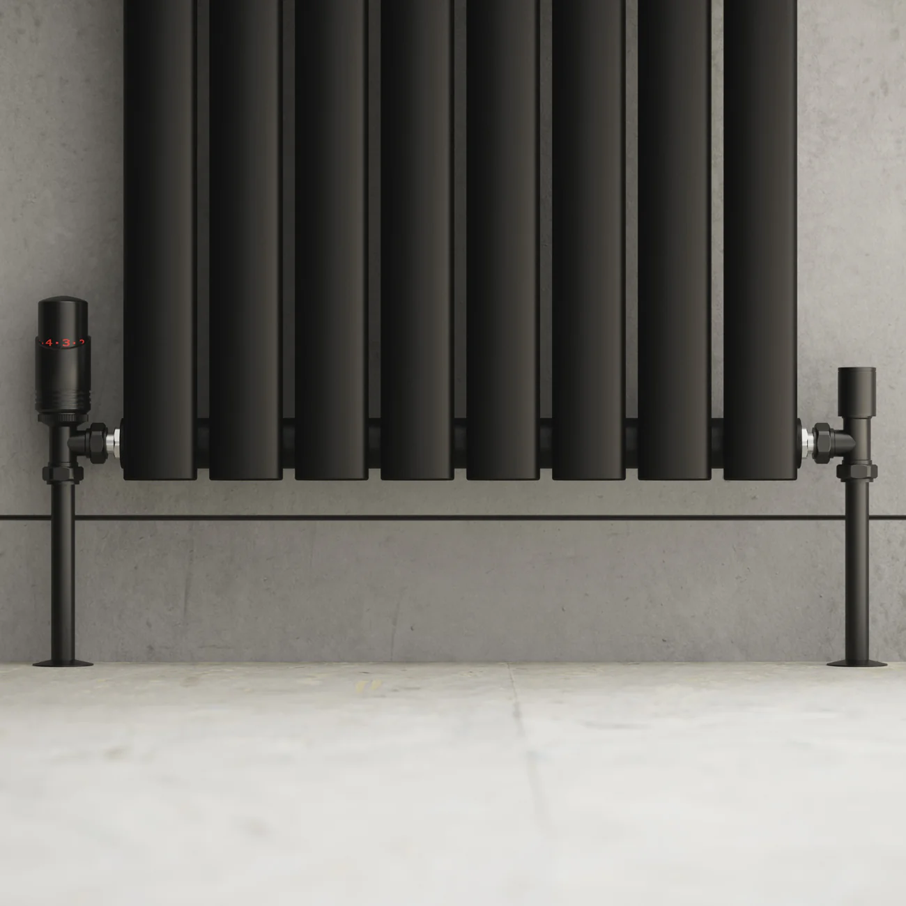 Talus Bold - Black Thermostatic Radiator Valve & Lockshield Angled 15mm - Image 2