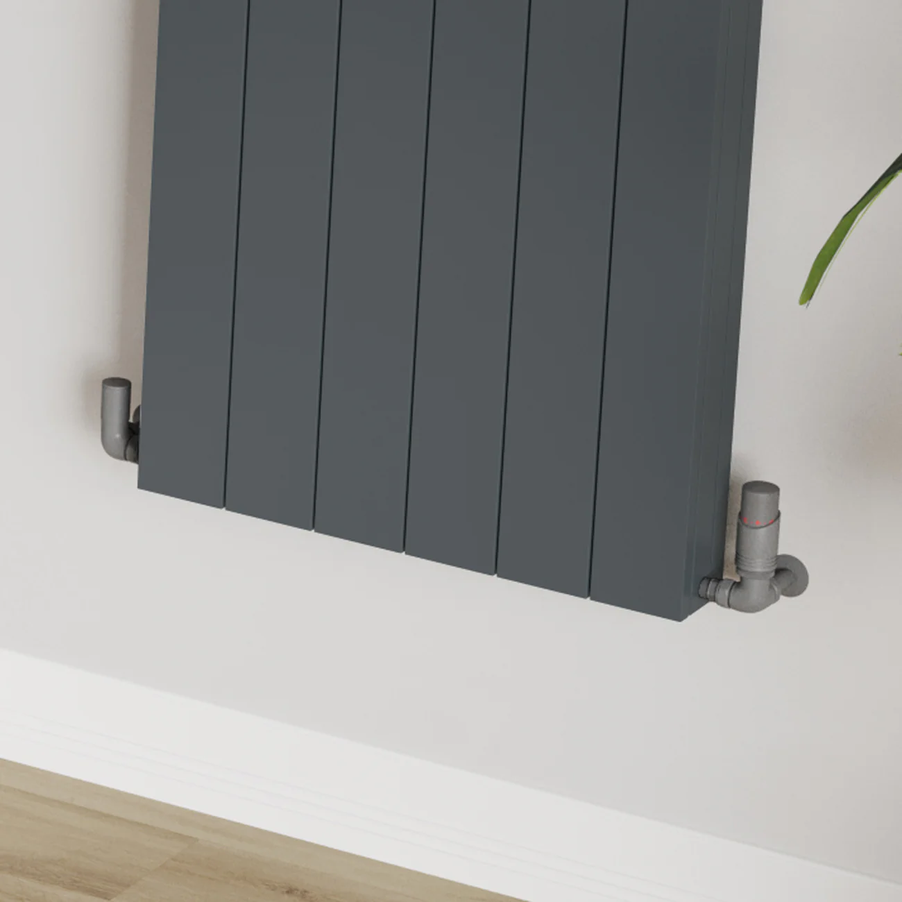 Talus Bold - Natural Pewter Thermostatic Radiator Valve & Lockshield Corner 15mm - Image 2