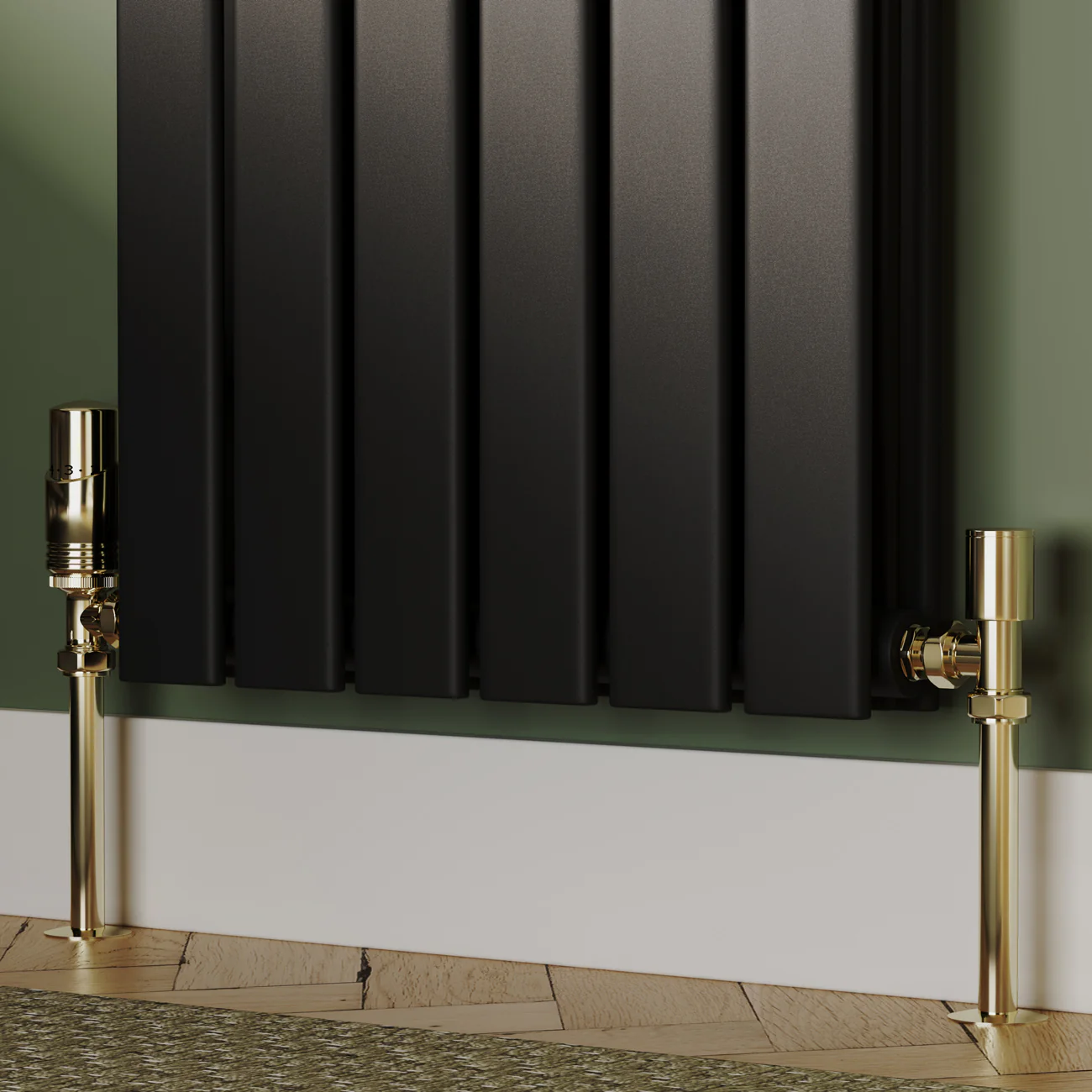 Talus Bold - Polished Brass Thermostatic Radiator Valve & Lockshield Angled 15mm - Image 2