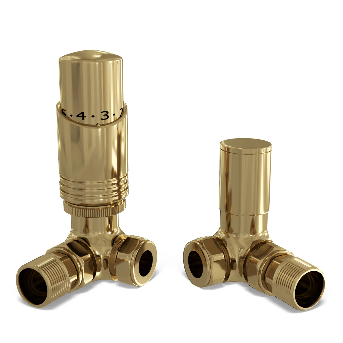Talus Bold - Polished Brass Thermostatic Radiator Valve & Lockshield Corner 15mm - Image 4
