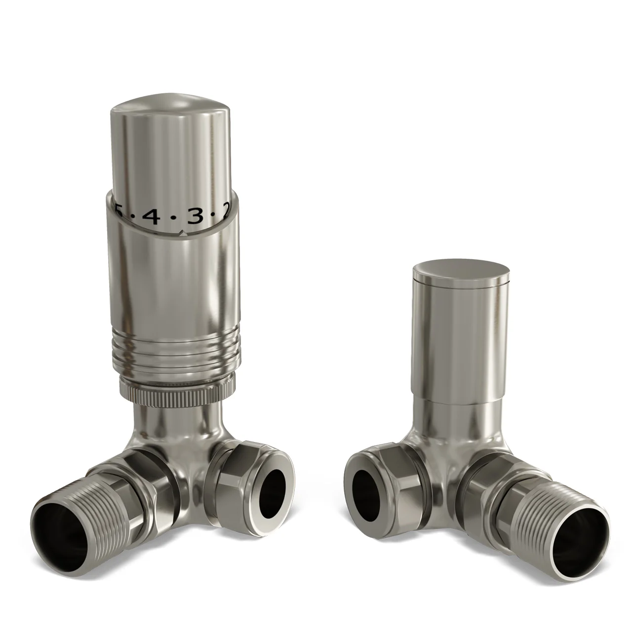 Talus Bold - Silver Nickel Thermostatic Radiator Valve & Lockshield Corner 15mm - Image 4