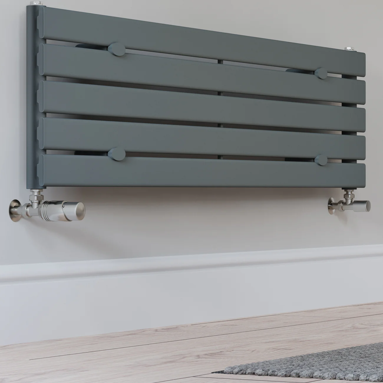 Talus Bold - Silver Nickel Thermostatic Radiator Valve & Installation Kit Angled 15mm - Image 2