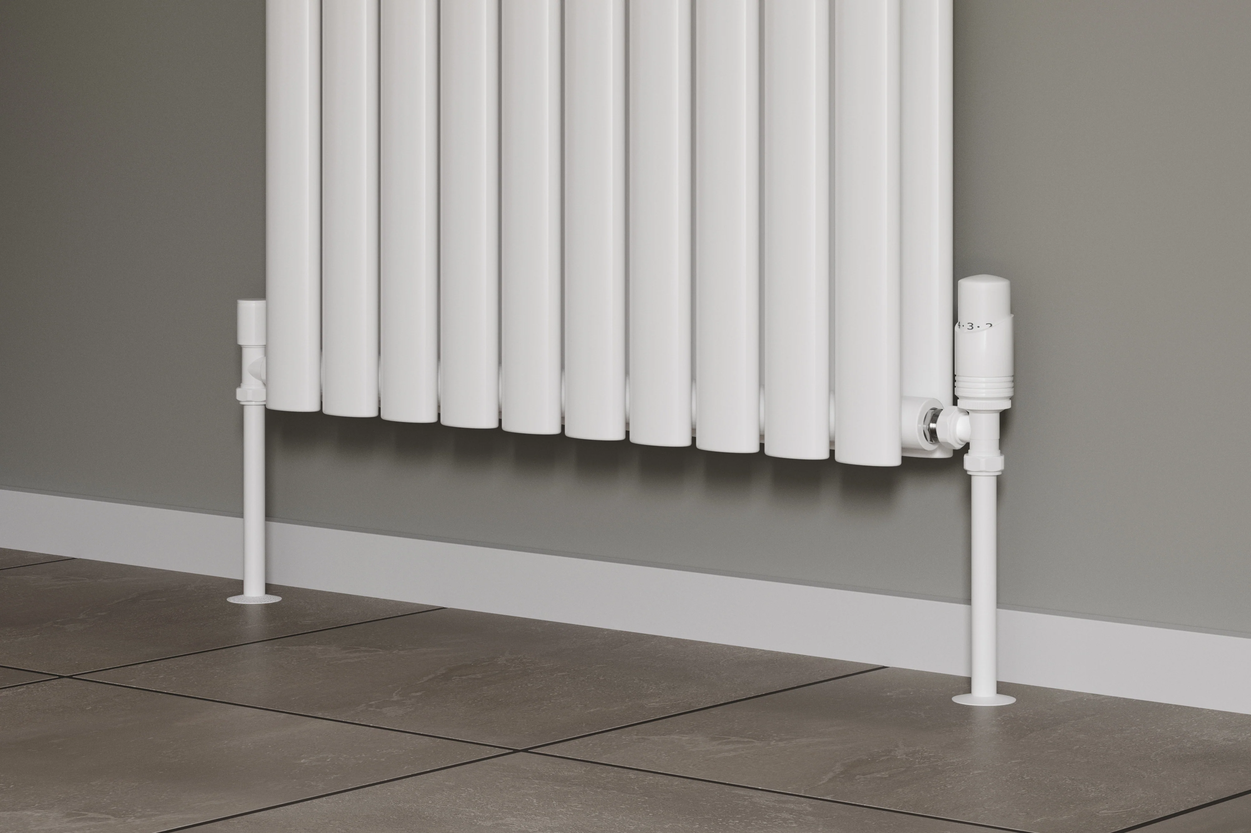 Talus Bold - White Thermostatic Radiator Valve & Lockshield Angled 15mm - Image 2