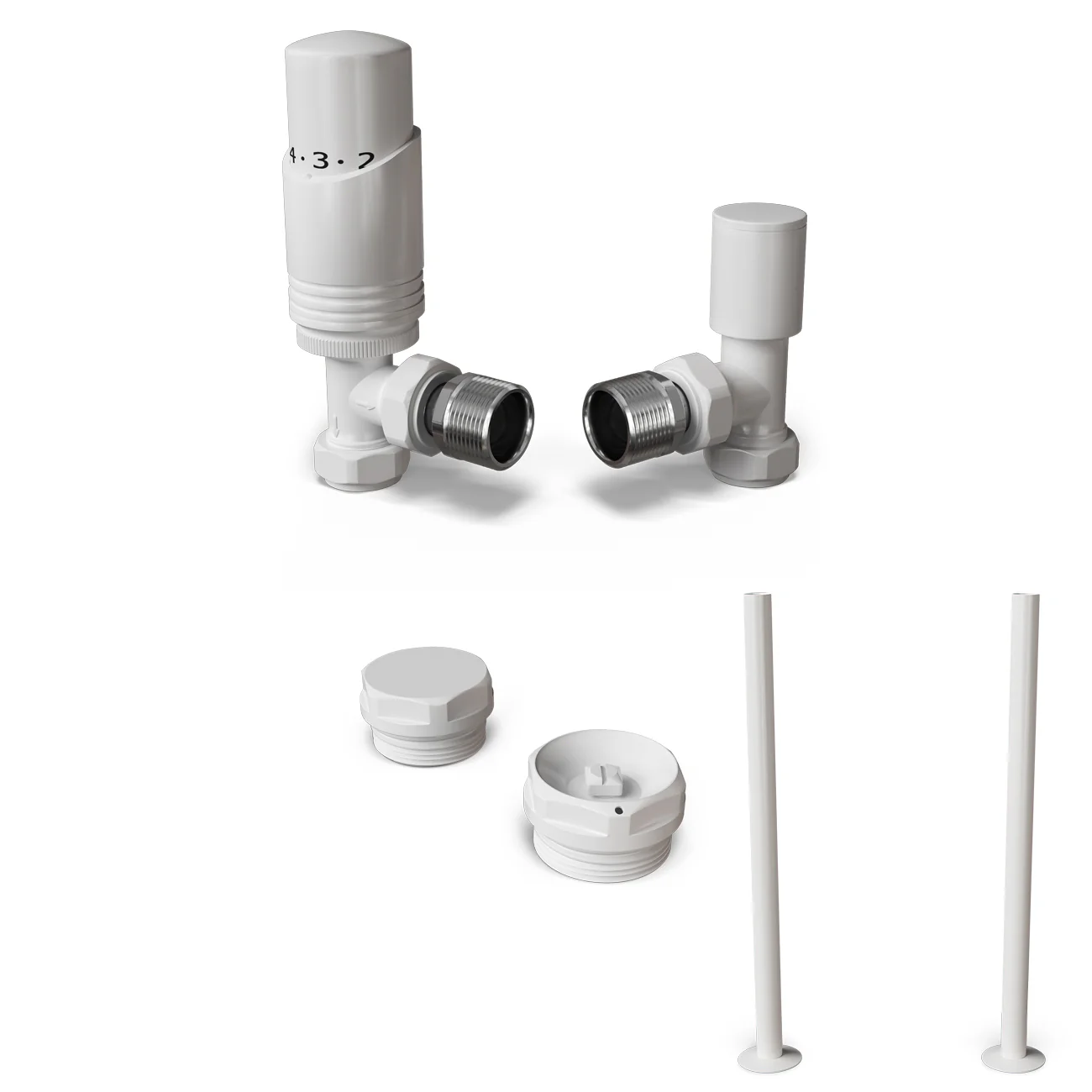 Talus Bold - White Thermostatic Radiator Valve & Installation Kit Angled 15mm