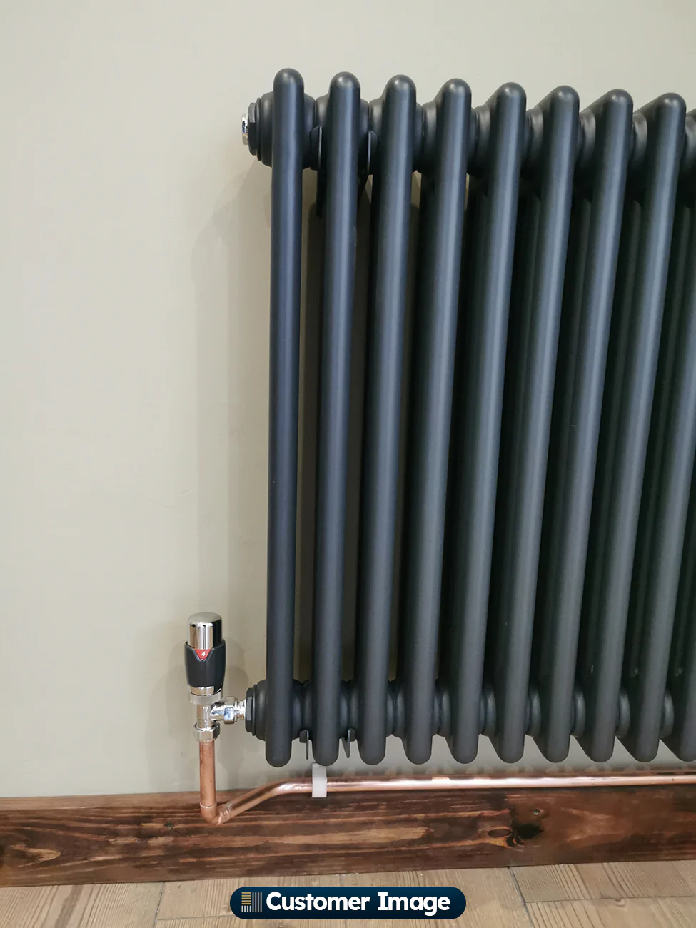 Talus Flair - Anthracite Thermostatic Radiator Valve & Lockshield Angled 15mm - Image 4