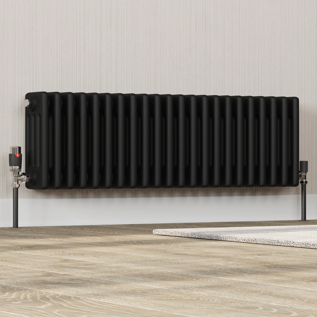 Talus Flair - Black Thermostatic Radiator Valve & Lockshield Angled 8mm - Image 2