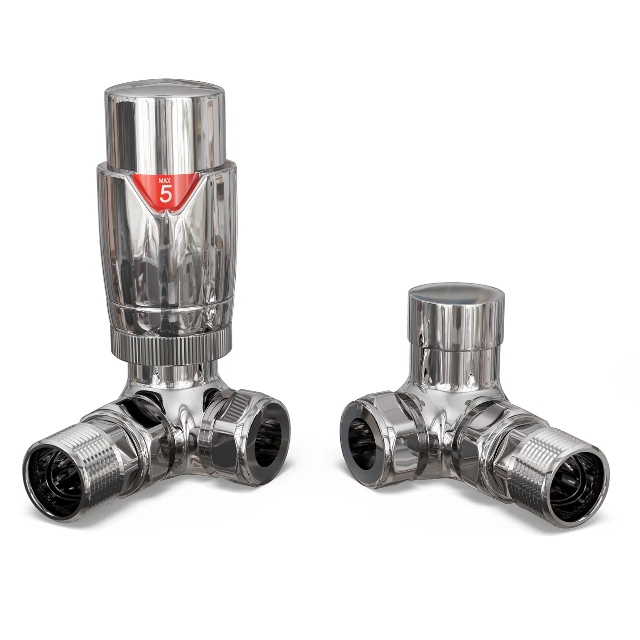 Talus Flair - Chrome Thermostatic Radiator Valve & Lockshield Corner 15mm - Image 4