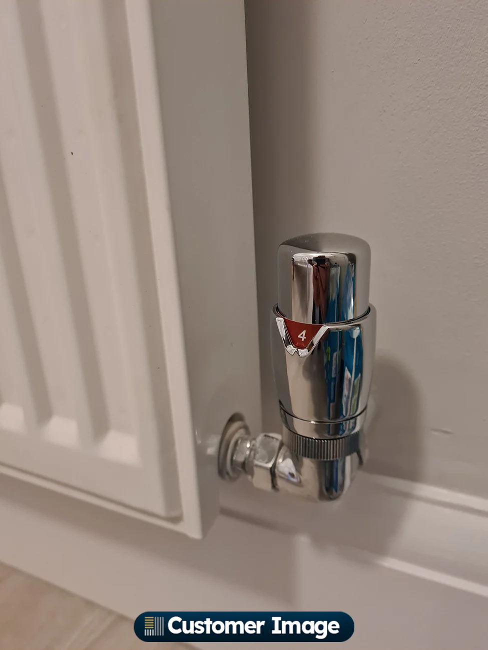Talus Flair - Chrome Thermostatic Radiator Valve & Lockshield Corner 15mm - Image 5