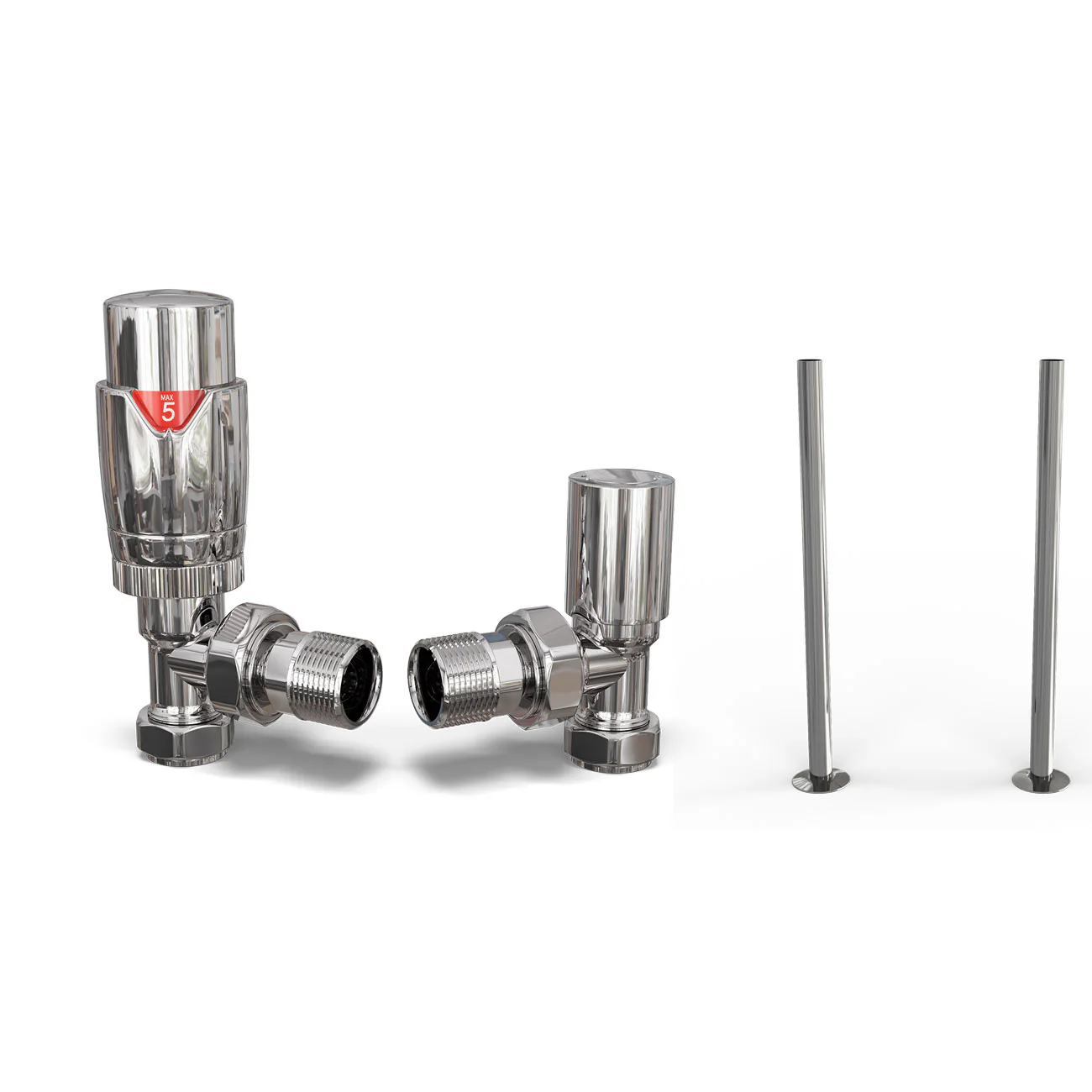 Talus Flair - Chrome Thermostatic Radiator Valve & Installation Kit Angled 15mm