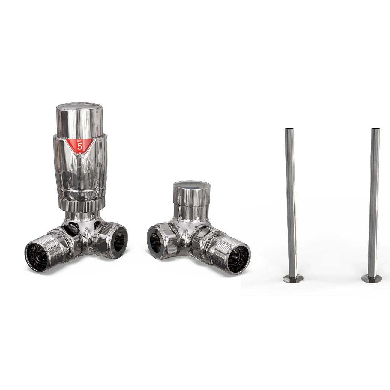 Talus Flair - Chrome Thermostatic Radiator Valve & Installation Kit Corner 15mm
