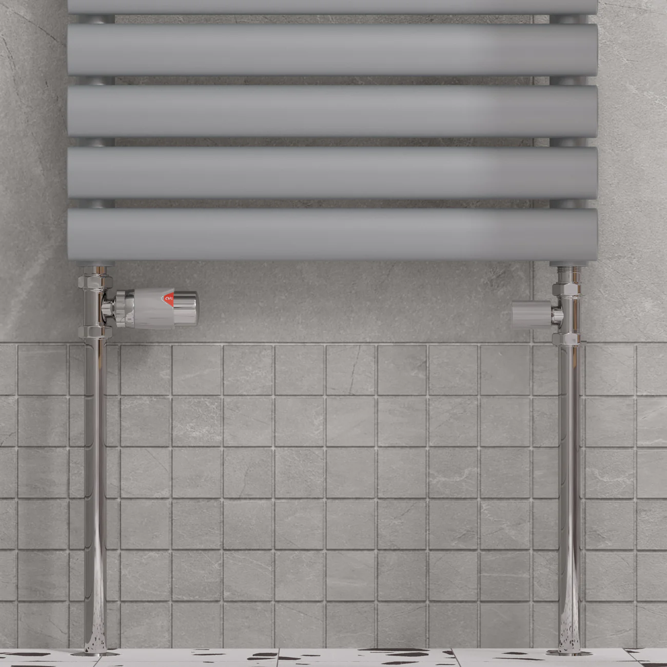 Talus Flair - Silver Thermostatic Radiator Valve & Installation Kit Straight 15mm - Image 2