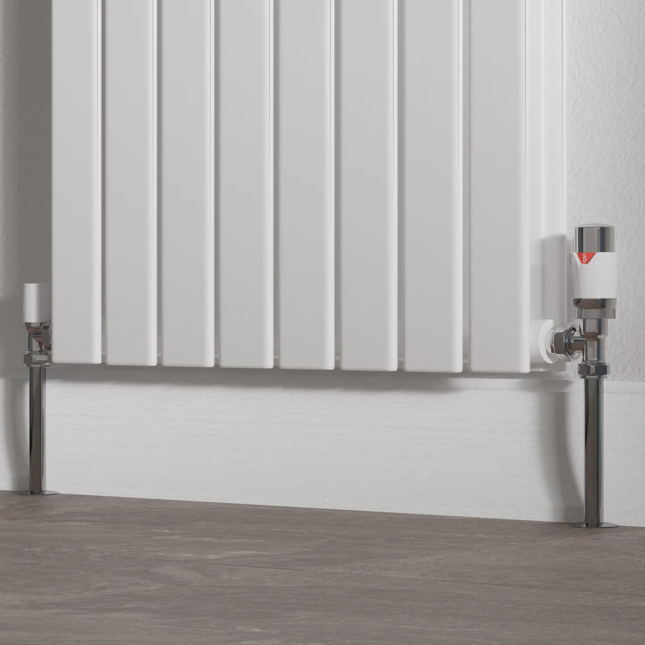 Talus Flair - White Thermostatic Radiator Valve & Lockshield Angled 15mm - Image 2