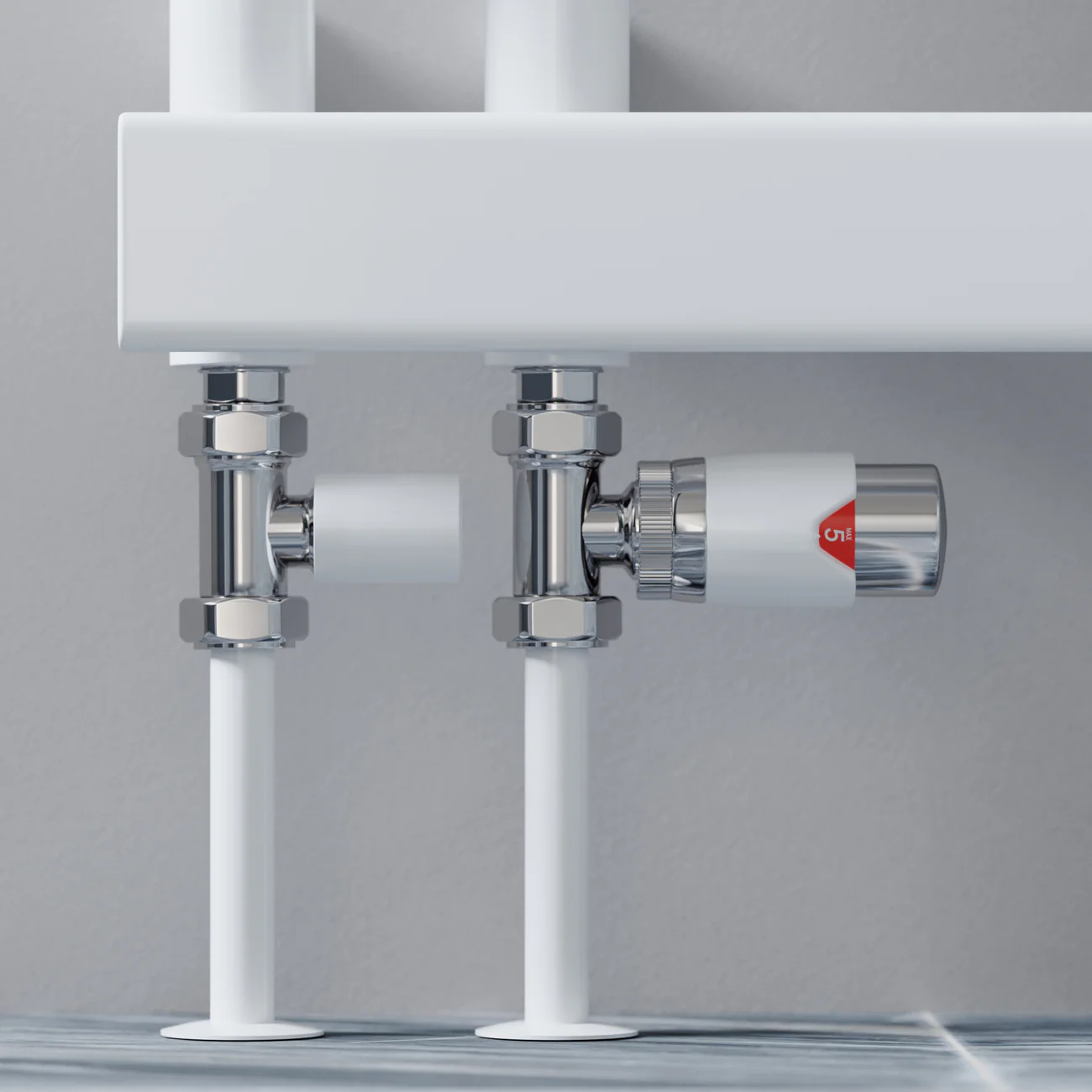 Talus Flair - White Thermostatic Radiator Valve & Lockshield Straight 15mm - Image 2
