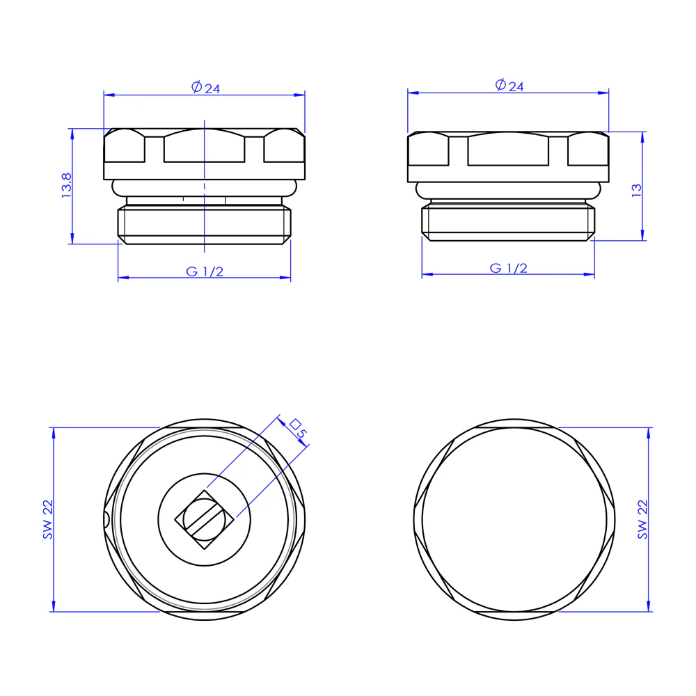 Talus - Radiator Bleed Valve & Blanking Plug Black Nickel - Image 3