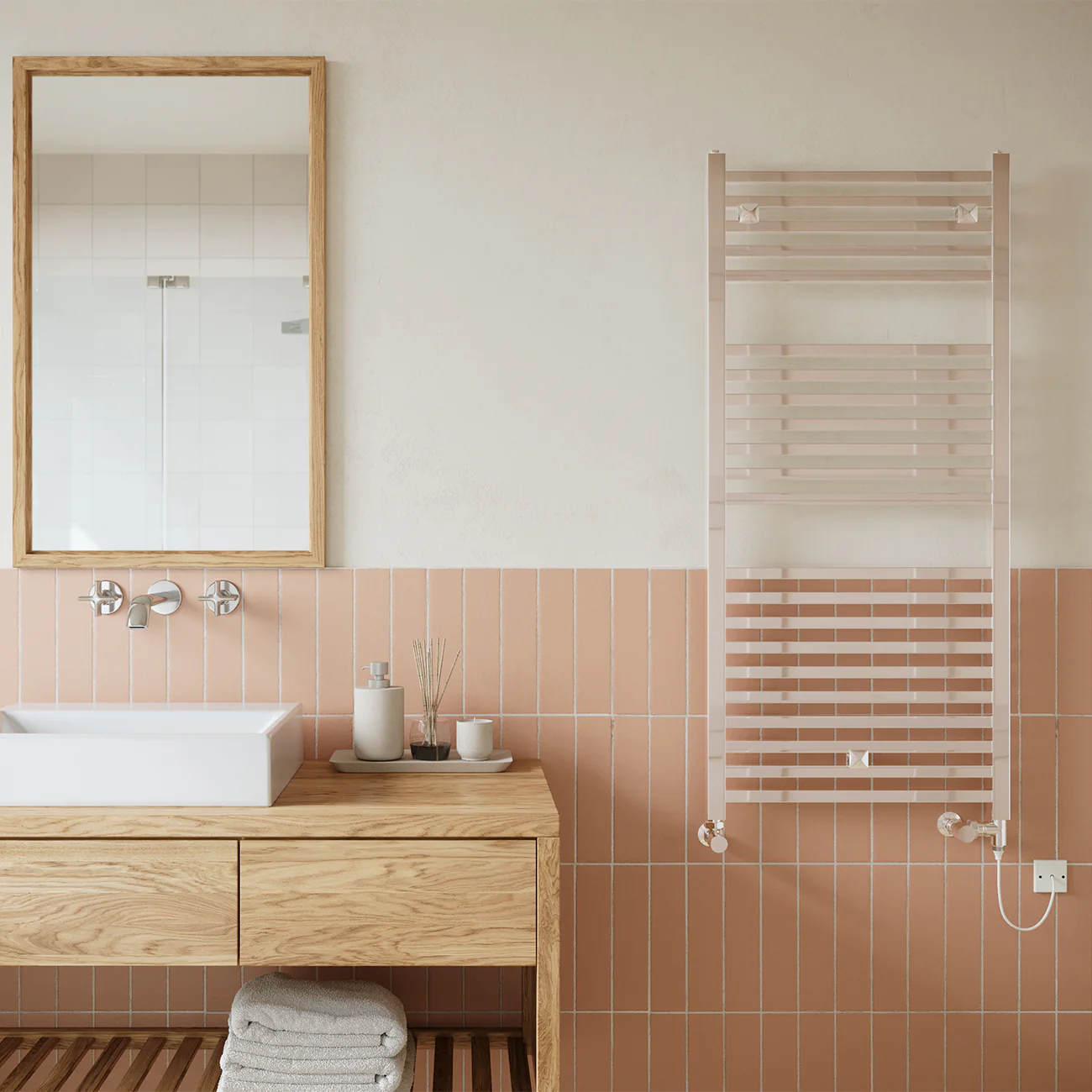 Todi - Chrome Dual Fuel Towel Rail H1110mm x W500mm Standard - Straight - Image 3