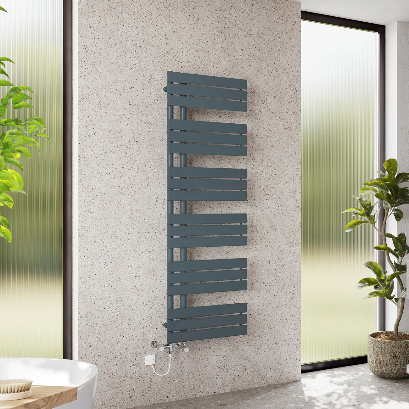 Tristan - Anthracite Dual Fuel Towel Rail H1564mm x W500mm Standard - Image 2
