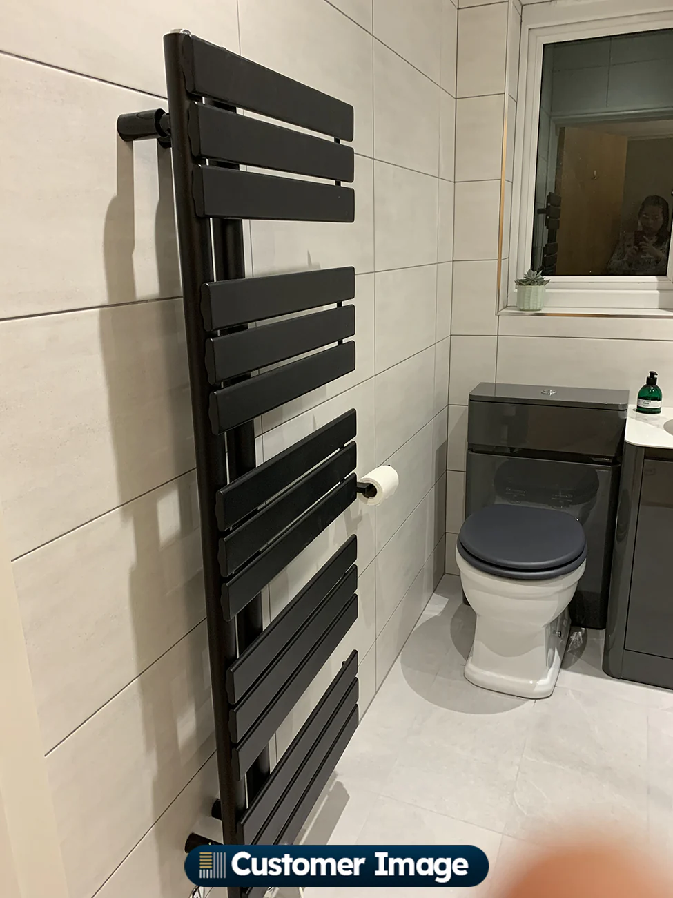 Tristan - Black Dual Fuel Towel Rail H1292mm x W500mm Standard - Image 5