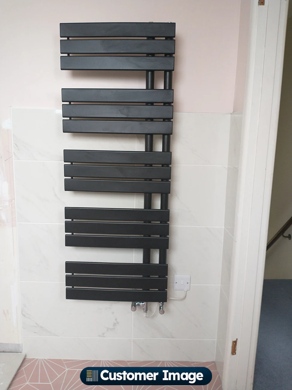 Tristan - Black Dual Fuel Towel Rail H1292mm x W500mm Standard - Image 6