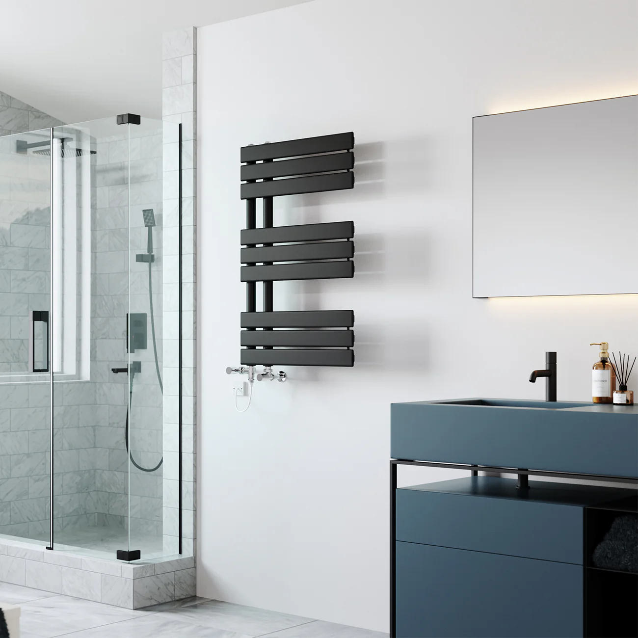 Tristan - Black Dual Fuel Towel Rail H816mm x W500mm Standard - Image 3