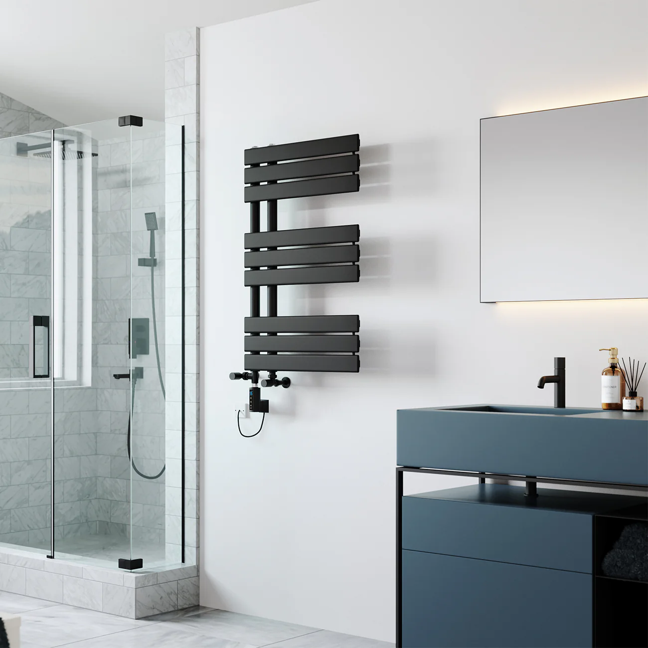 Tristan - Black Dual Fuel Towel Rail H816mm x W500mm Thermostatic WIFI - Image 3