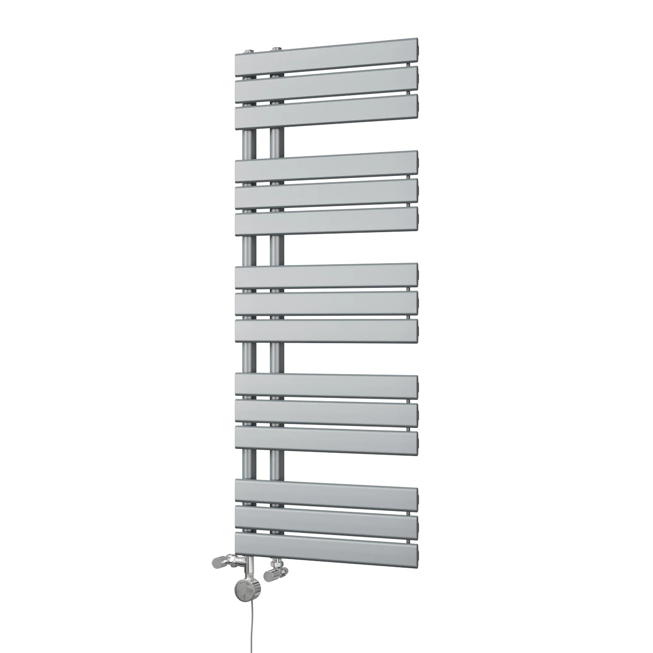 Tristan - Silver Dual Fuel Towel Rail H1292mm x W500mm Thermostatic - Image 2